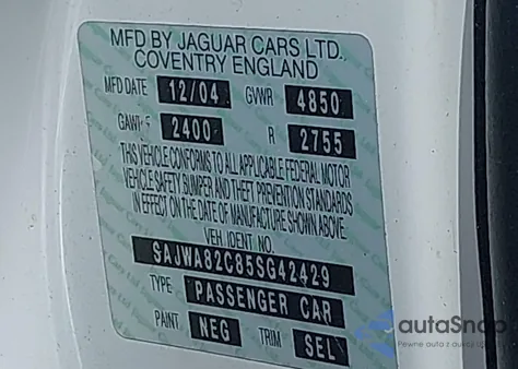 2005 Jaguar Xj Vanden Plas из США, поврежденный, VIN SAJWA82C85SG42429